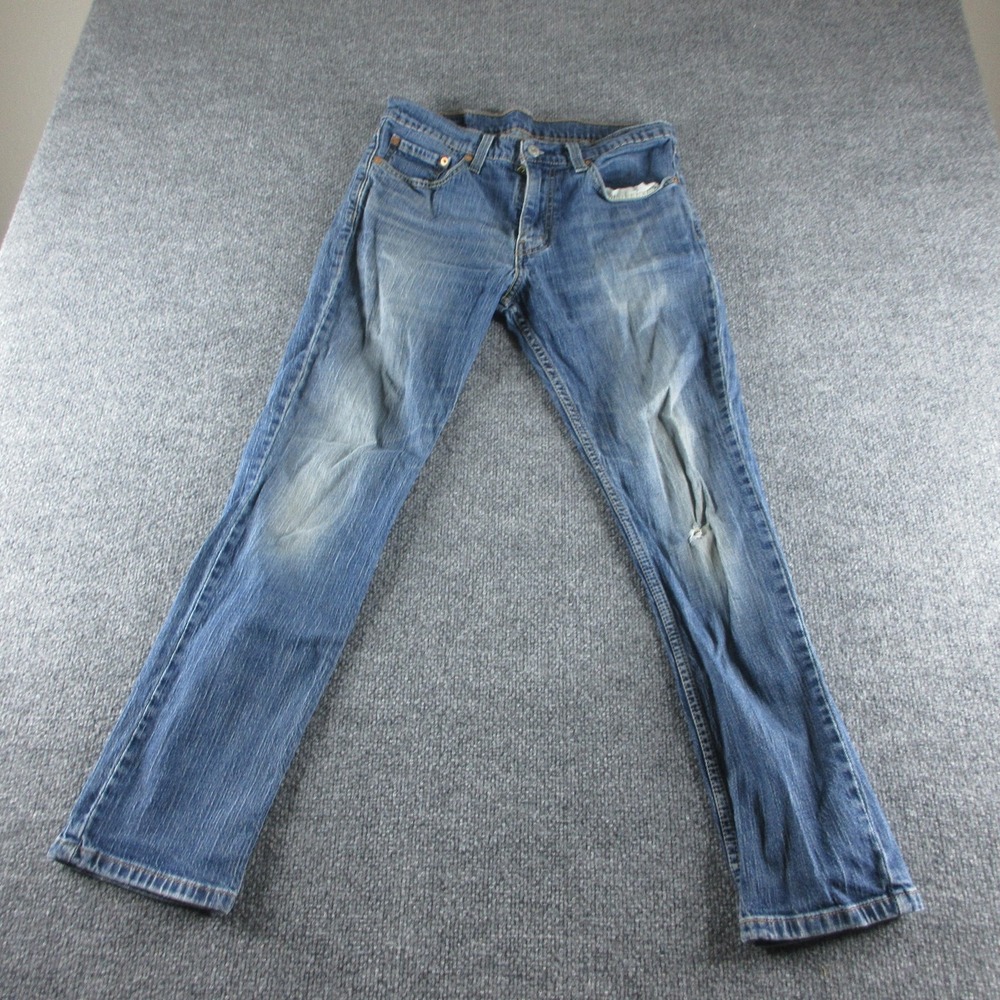 Levis 511 Jeans Mens 32x29 Blue Slim Straight Medium Wash Distressed Denim